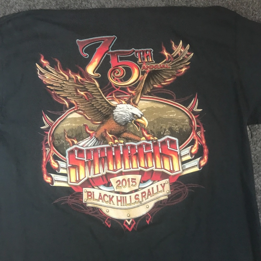 Gildan Sturgis Black Hills Rally Shirt Mens Large Black Good 75th Anniversary - Picture 4 of 11